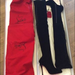 Christian Louboutin Classe velvet over the knee thigh high boots